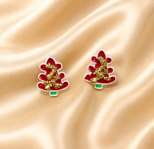 Festive Christmas Tree Stud Earrings