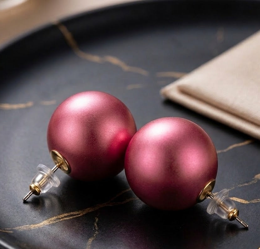 Pink Pearl Stud Earrings