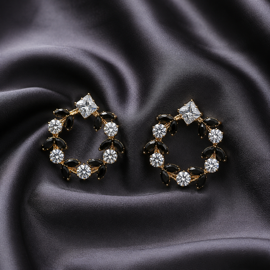 Midnight Crystal Wreath Stud Earrings