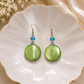 Green Pearl Disc Drop Earrings