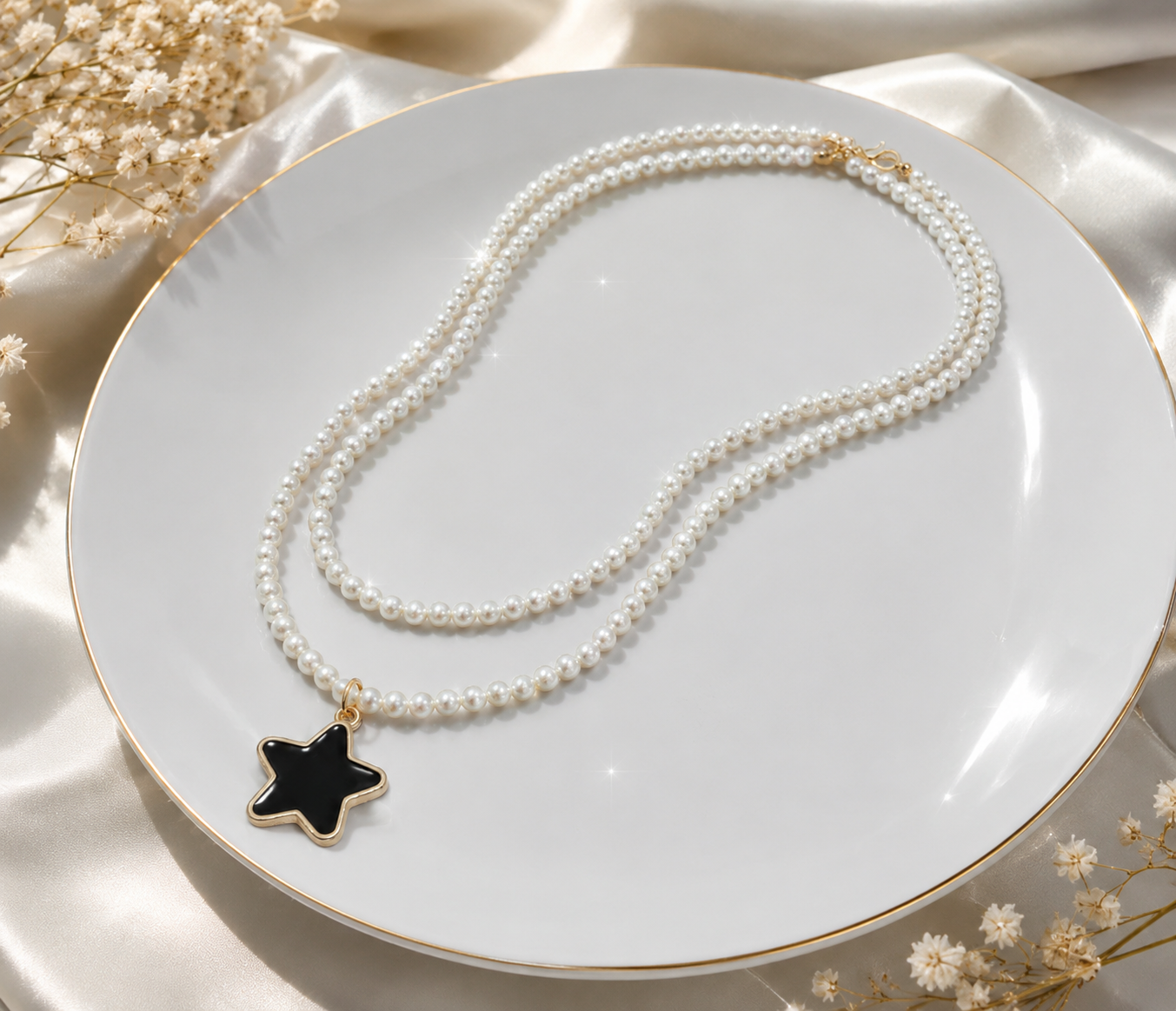 Elegant Pearl Star Pendant Necklace