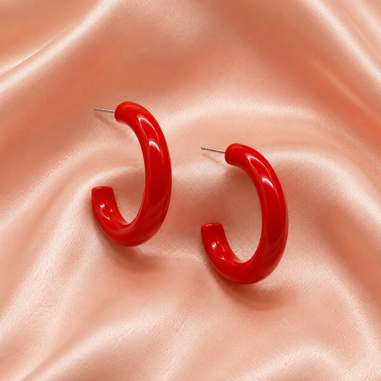 Classic Red Hoop Earrings