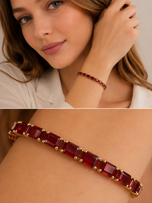 Ruby Crystal Tennis Bracelet