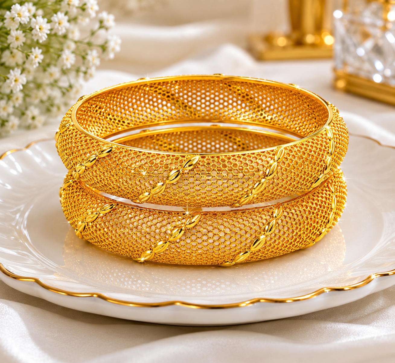 Elegant Golden Plated Bangles 02 pcs