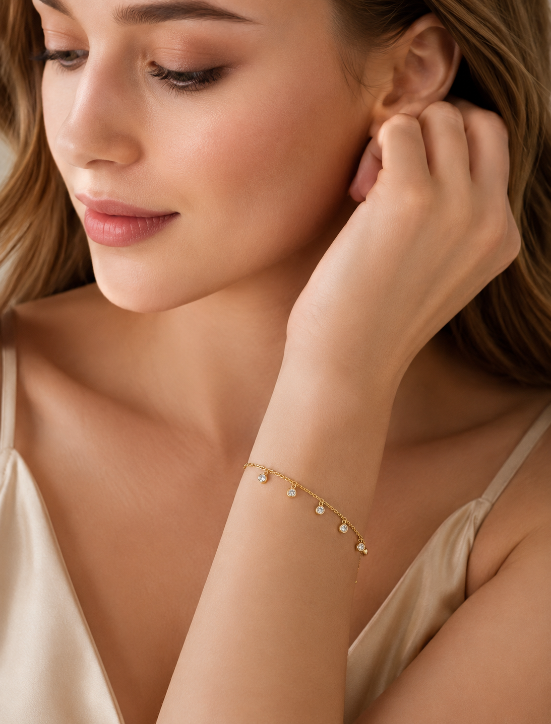 Gold Crystal Charm Bracelet