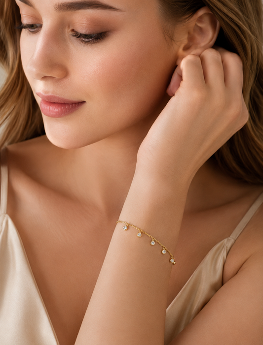 Gold Crystal Charm Bracelet