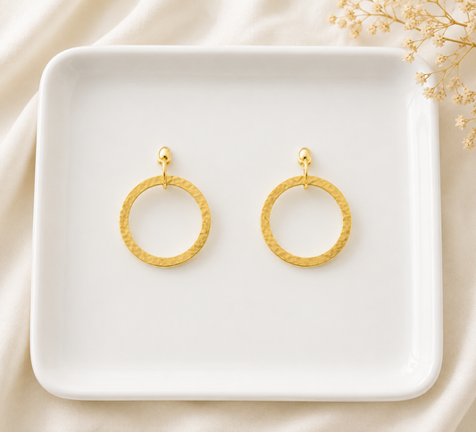 Golden Circle Drop Earrings