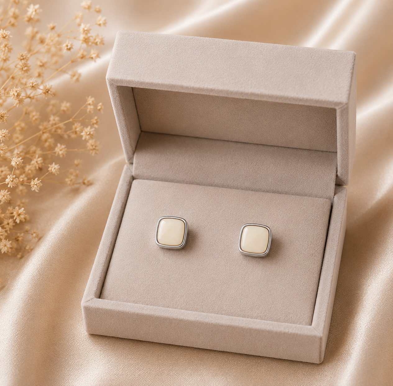 Ivory Square Stud Earrings