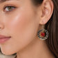Ruby Circle Drop Earrings