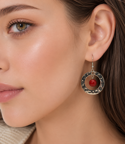 Ruby Circle Drop Earrings
