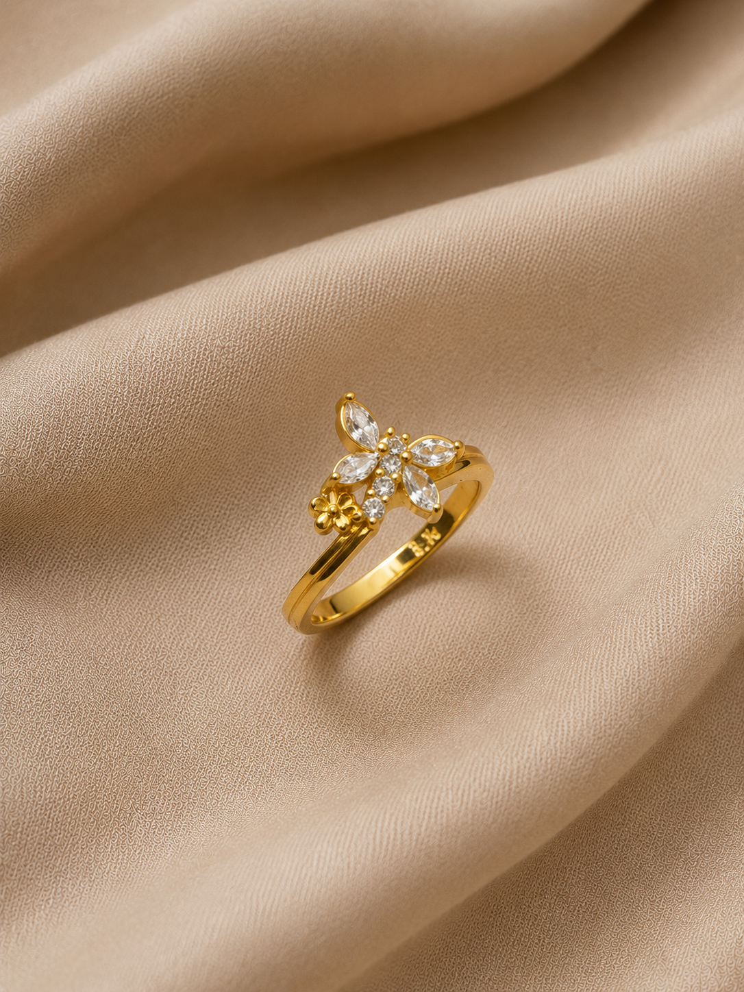 White Zirconia Butterfly Ring
