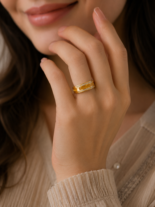 Golden Studded funky Ring