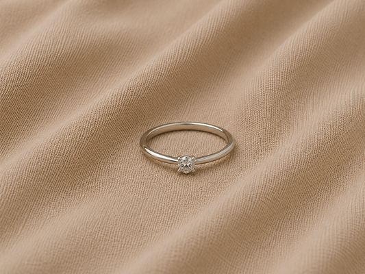 White Crystal Silver Ring