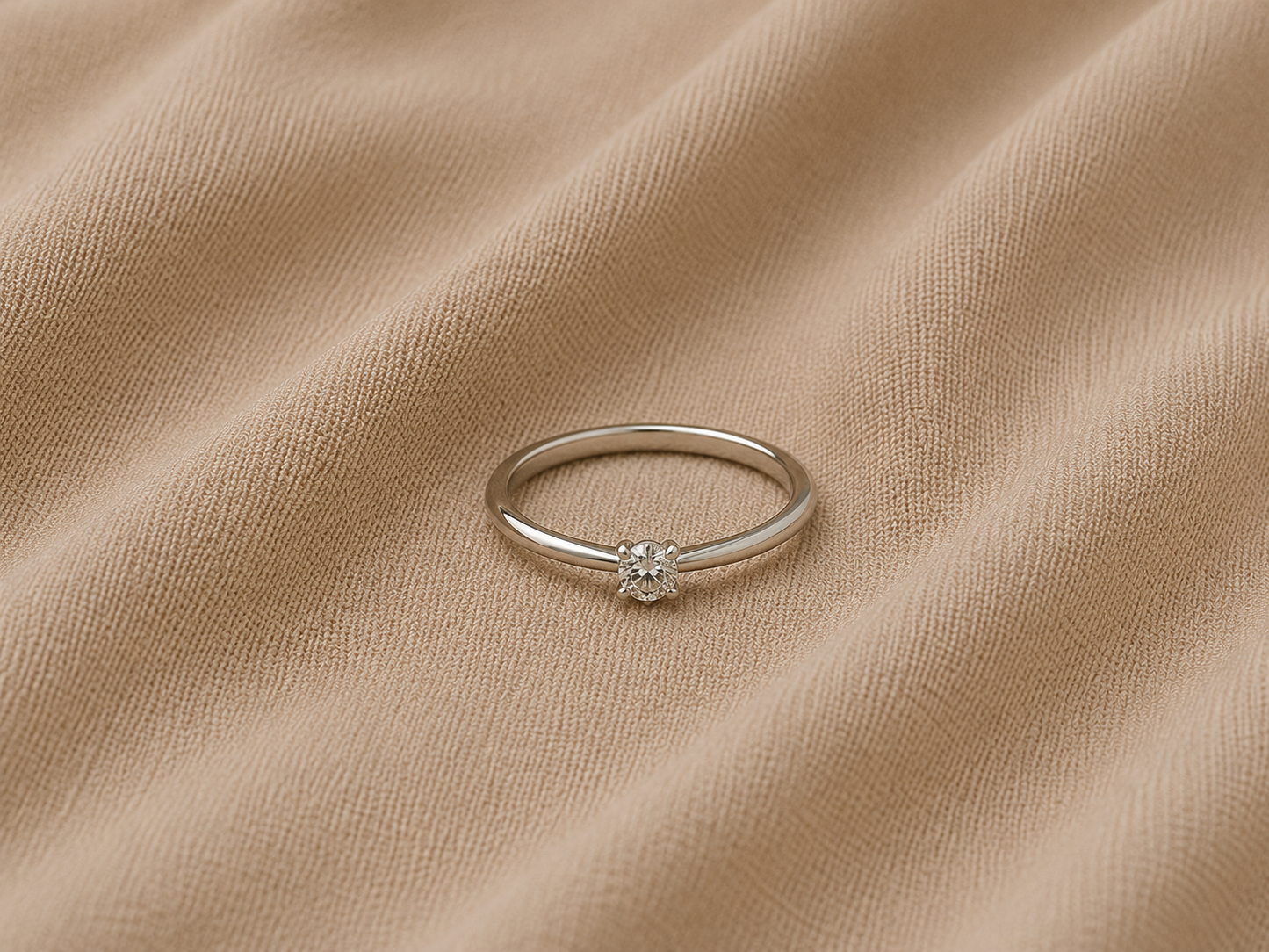 White Crystal Silver Ring