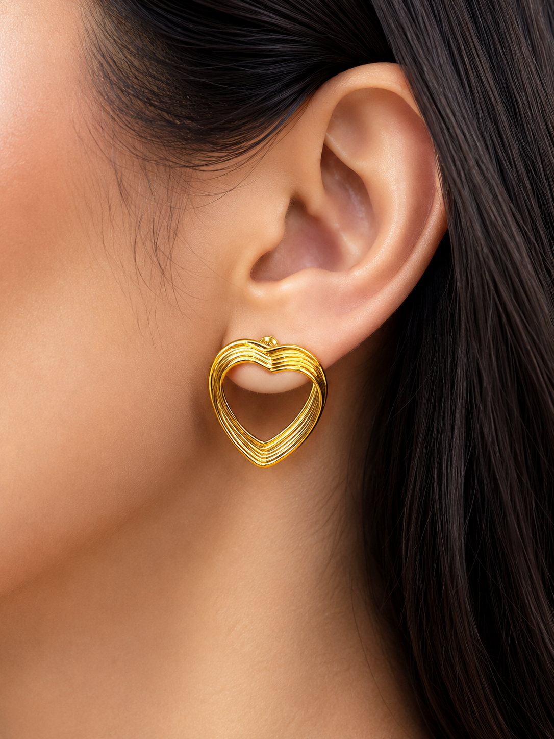 Golden Heart Hoop Earrings
