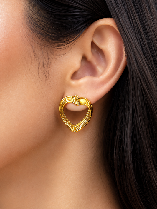 Golden Heart Hoop Earrings
