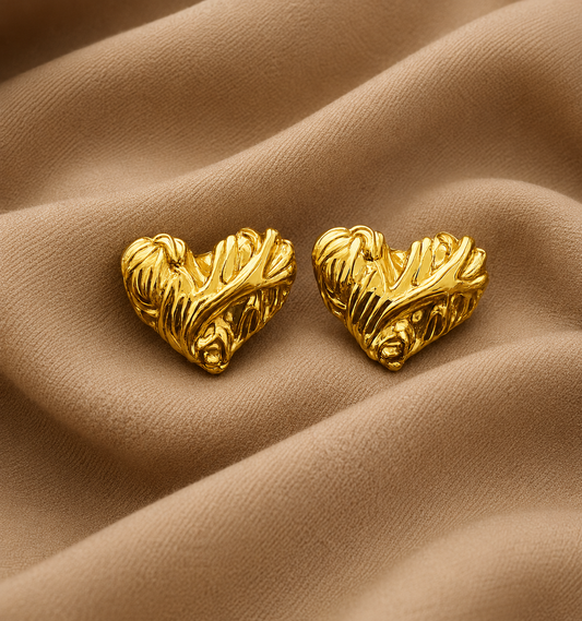 Heart Shaped Golden Studs