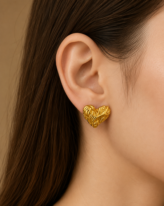 Heart Shaped Golden Studs
