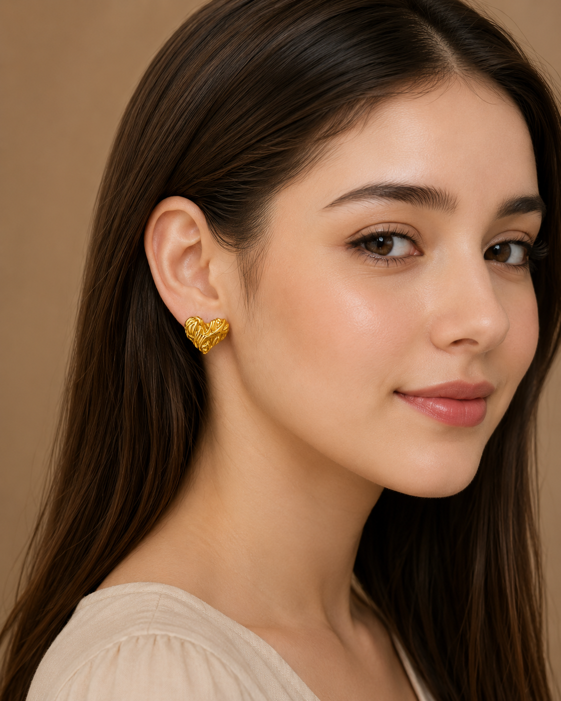Heart Shaped Golden Studs