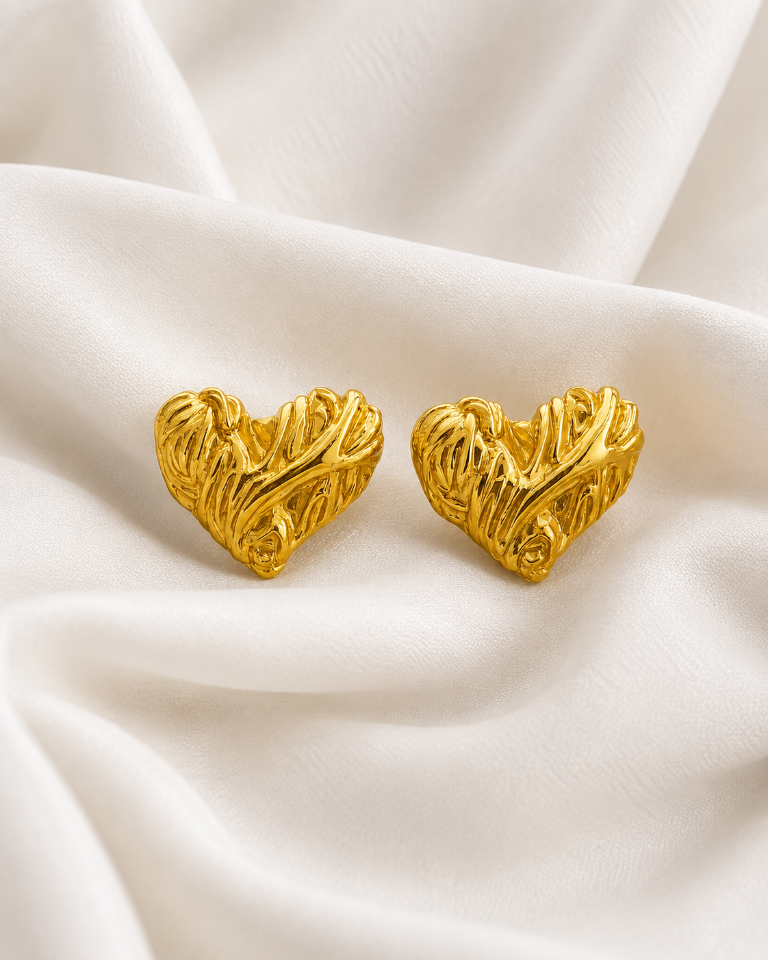 Heart Shaped Golden Studs