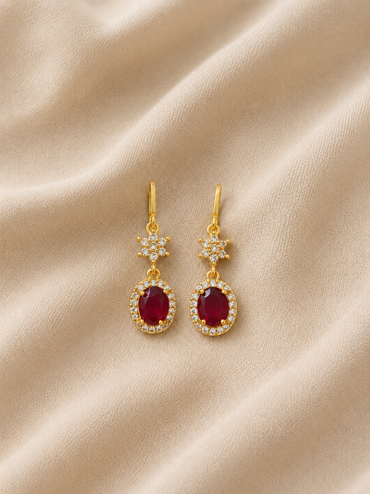 Red Cubic Zirconia Earrings
