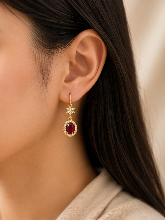 Red Cubic Zirconia Earrings