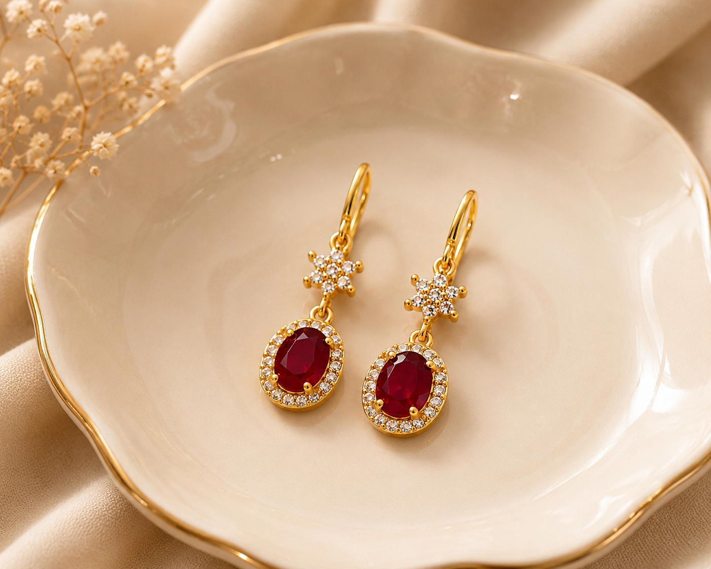 Red Cubic Zirconia Earrings