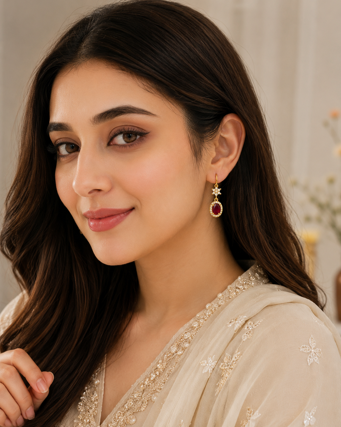 Red Cubic Zirconia Earrings