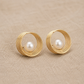 Round Wire Frame Dangling Pearl Earrings