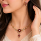 Red Cherry Flower And Leaf Choker Set