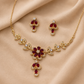 Red Cherry Flower And Leaf Choker Set
