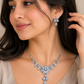 Luxury Silver Zirconia Flower And Leaf Choker Set
