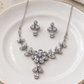 Luxury Silver Zirconia Flower And Leaf Choker Set
