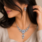 Luxury Silver Zirconia Flower And Leaf Choker Set