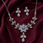 Luxury Silver Zirconia Flower And Leaf Choker Set
