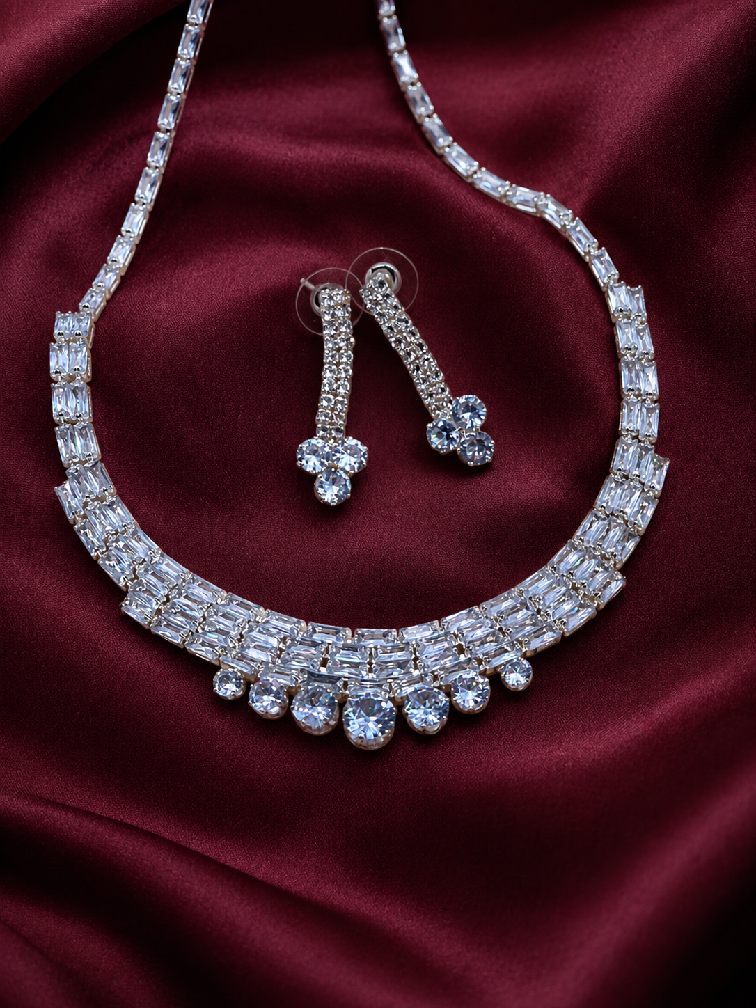 Silver Zirconia Choker Set