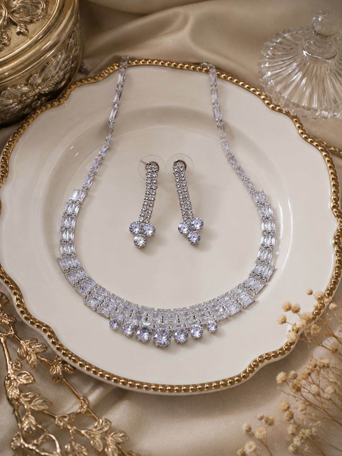 Silver Zirconia Choker Set