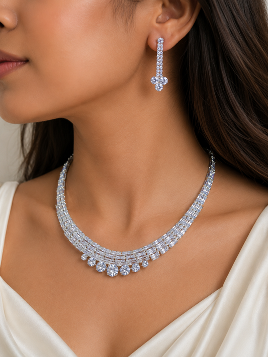 Silver Zirconia Choker Set
