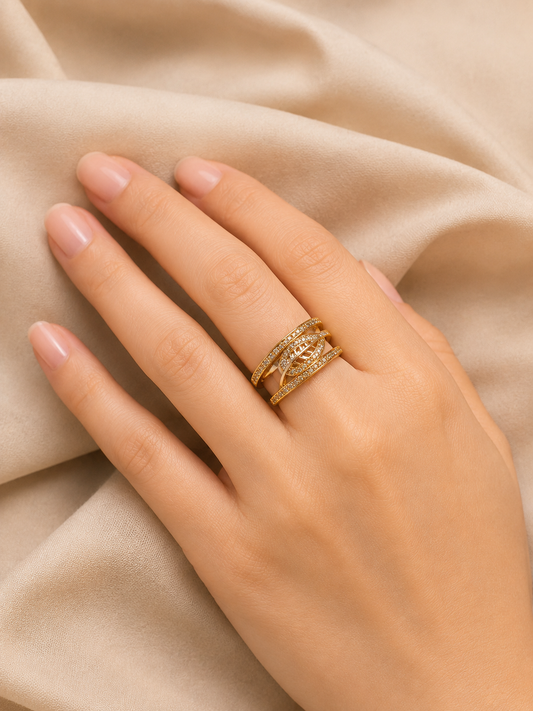 Golden Leaf Diamond Ring