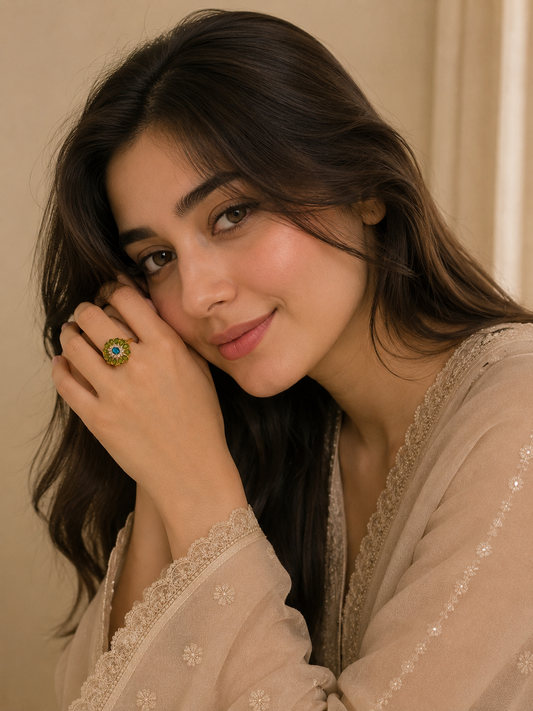 Yellow Golden Cluster Ring