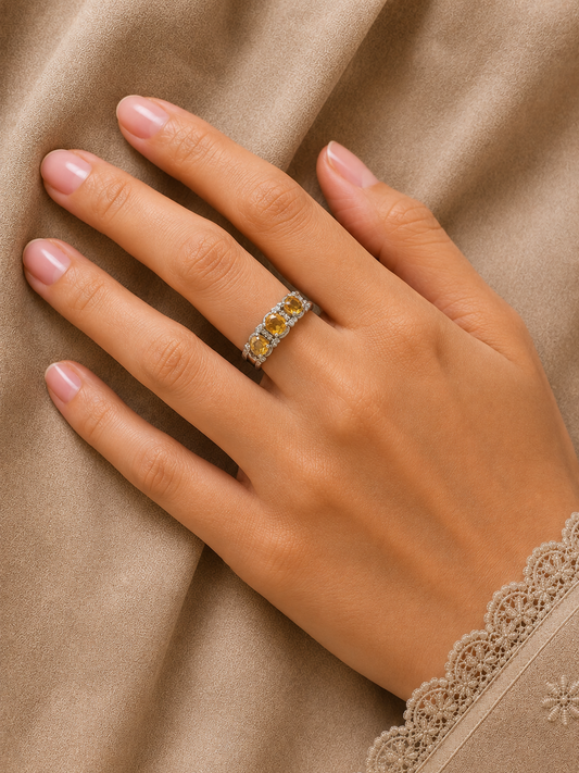 Orange Sapphire Stones Ring