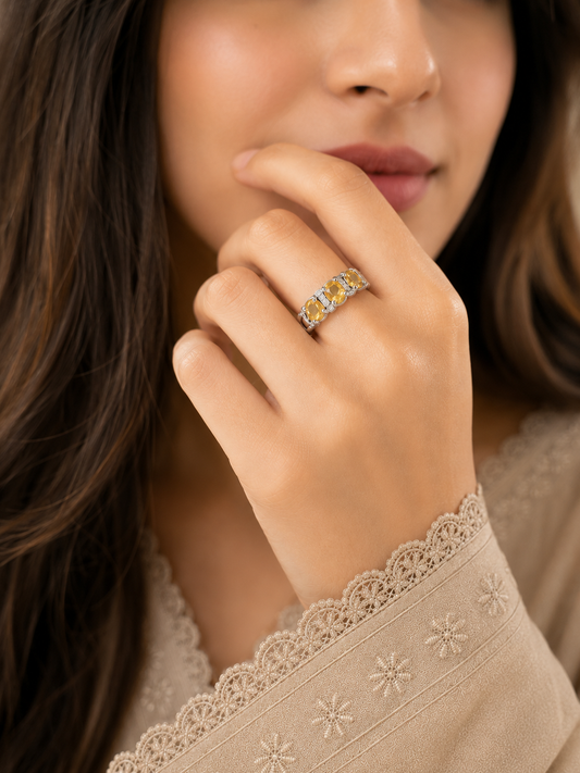 Orange Sapphire Stones Ring