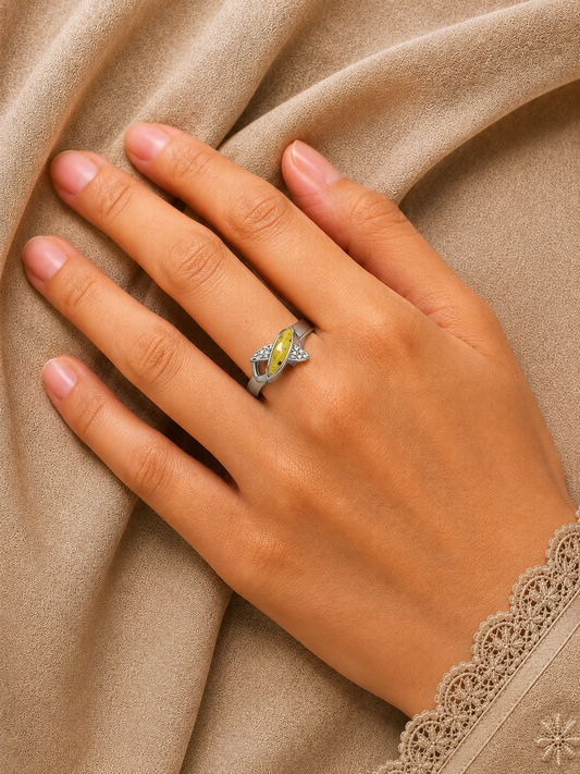 White Golden Light Opal Ring