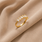 Inlaid White Glass Golden Ring
