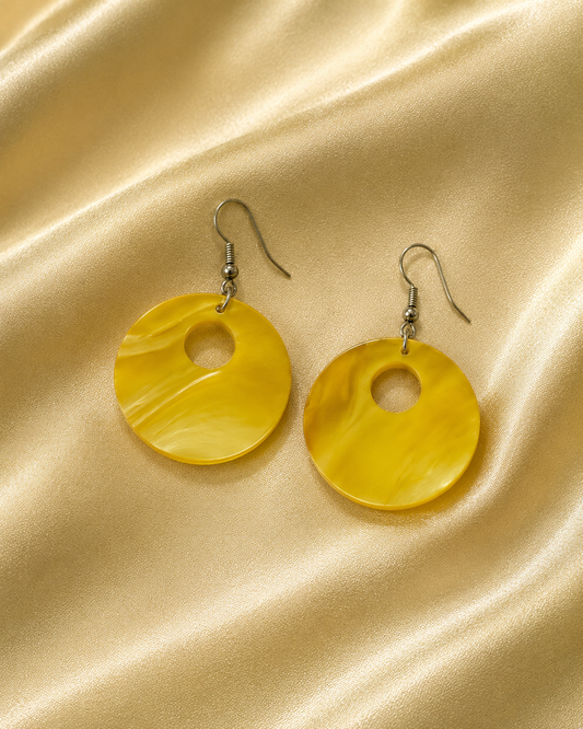 Sunny Yellow Disc Earrings