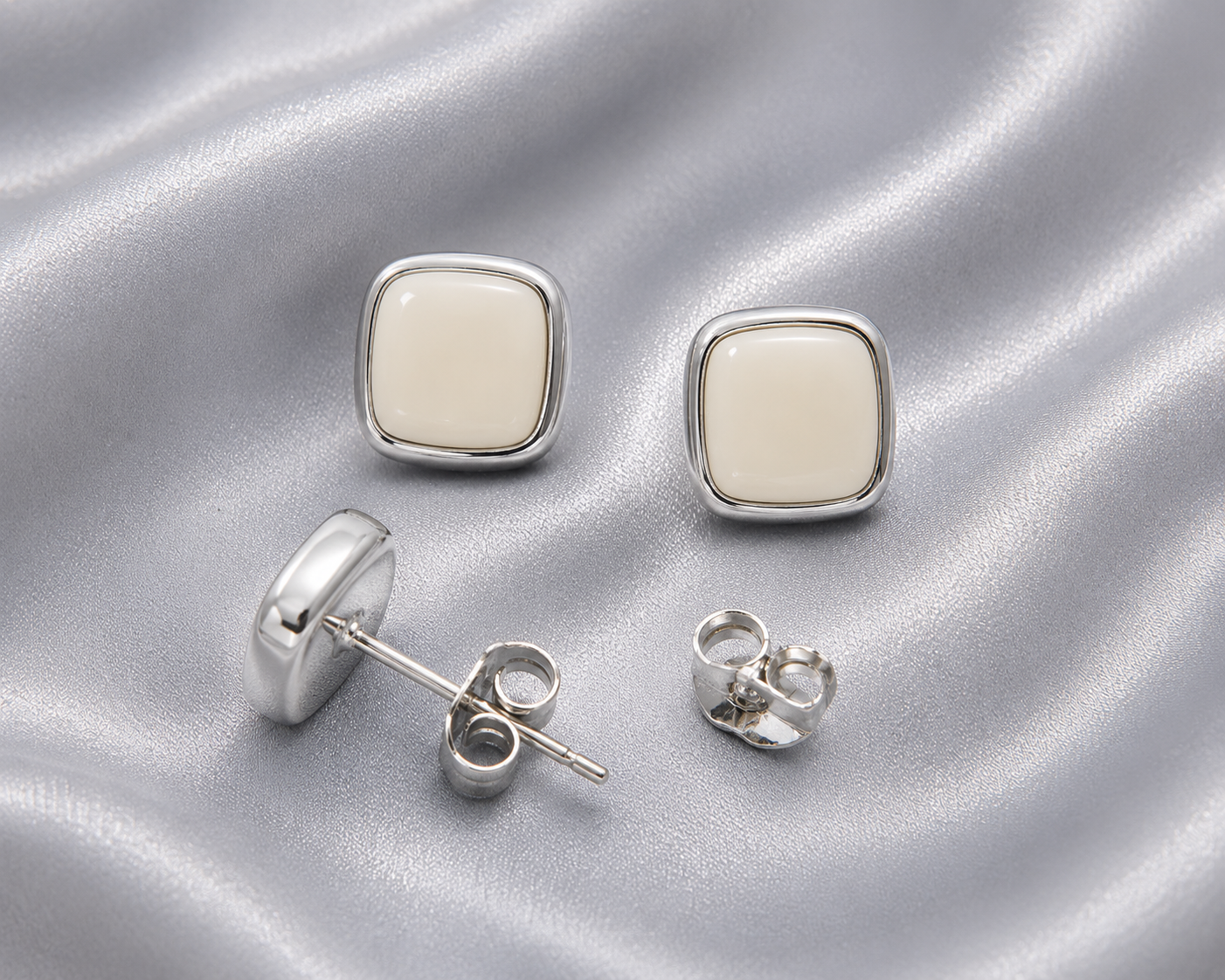 Ivory Square Stud Earrings