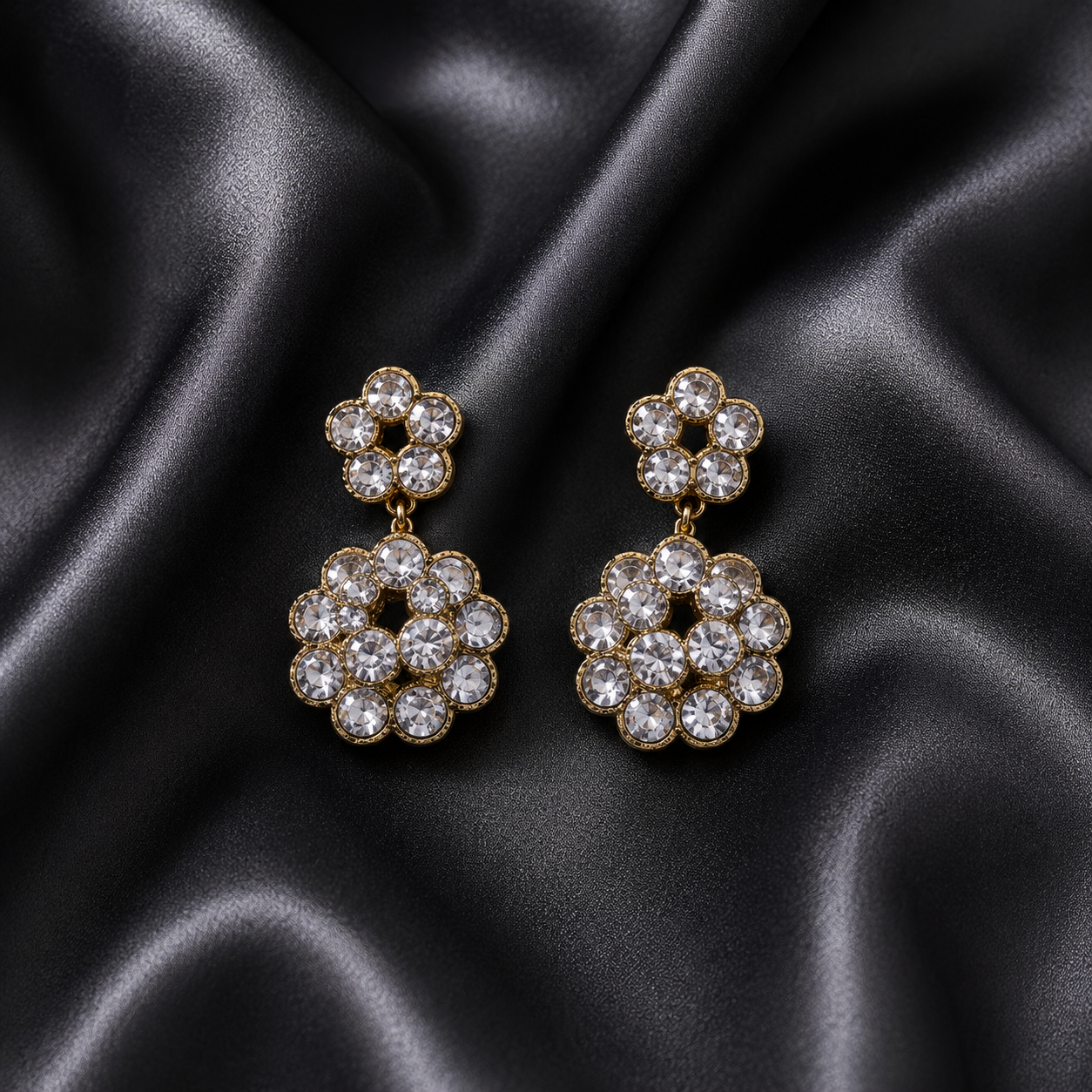Crystal Flower Drop Earrings