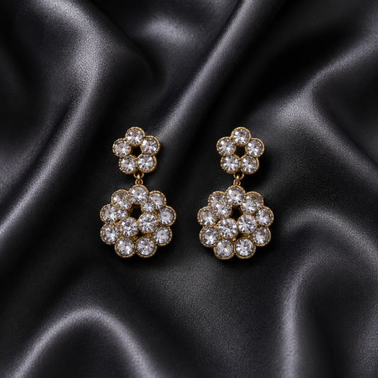 Crystal Flower Drop Earrings