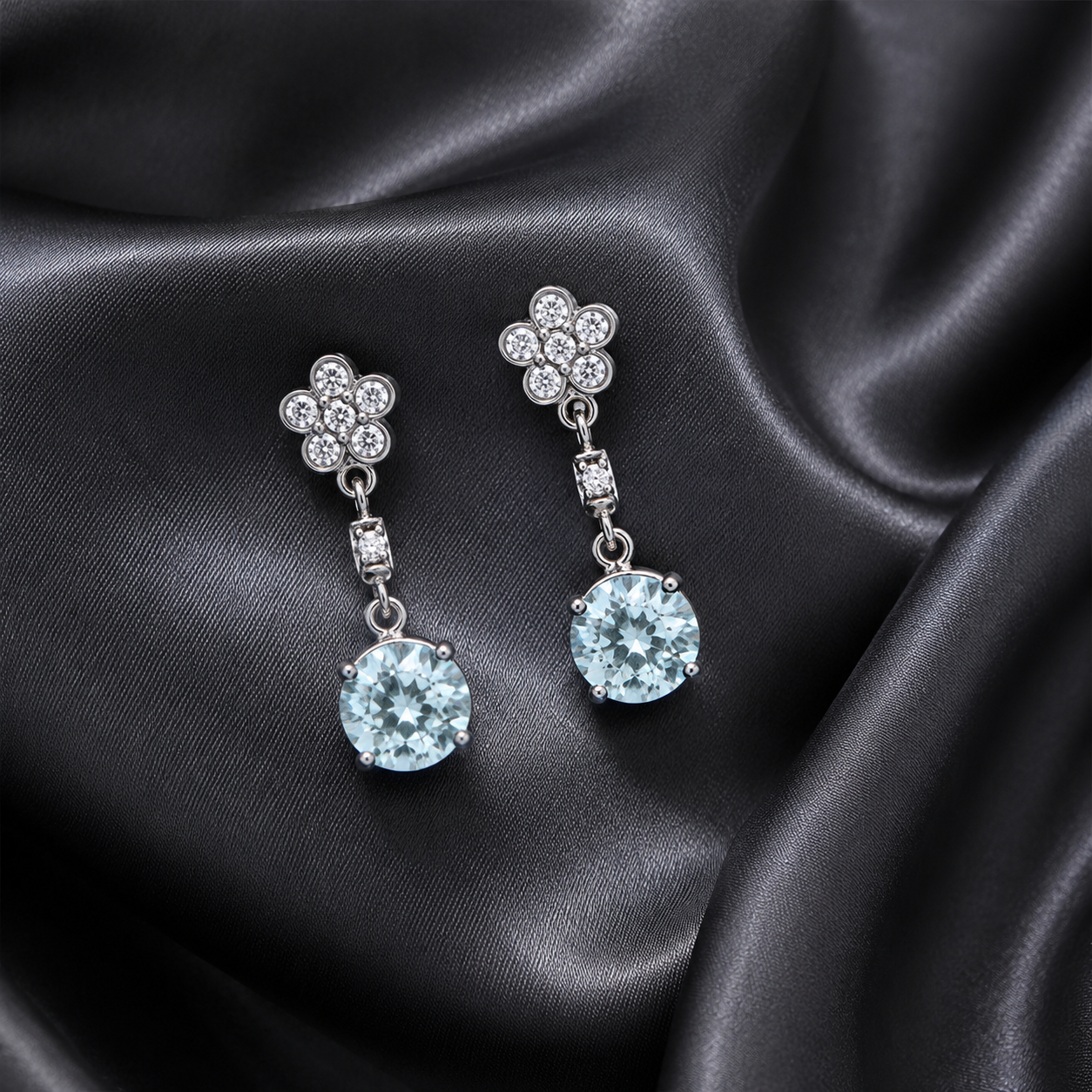 Floral Crystal Drop Earrings