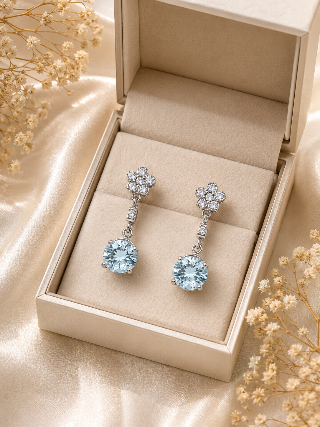 Floral Crystal Drop Earrings